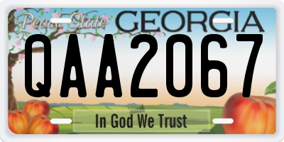 GA license plate QAA2067
