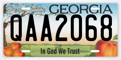 GA license plate QAA2068