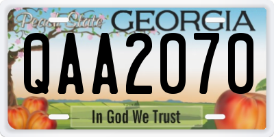 GA license plate QAA2070