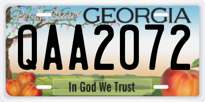 GA license plate QAA2072