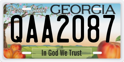 GA license plate QAA2087