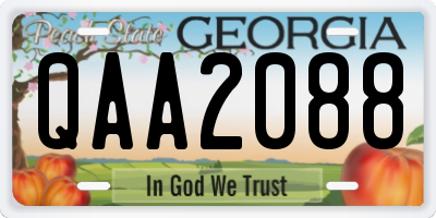 GA license plate QAA2088