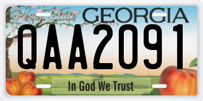 GA license plate QAA2091