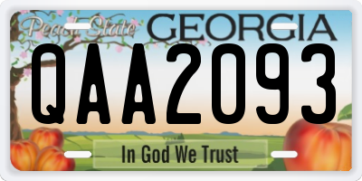 GA license plate QAA2093