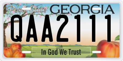 GA license plate QAA2111