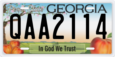 GA license plate QAA2114