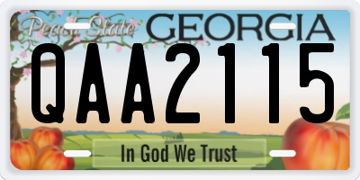 GA license plate QAA2115