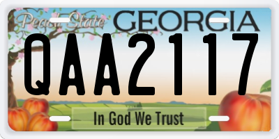 GA license plate QAA2117