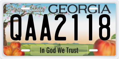 GA license plate QAA2118