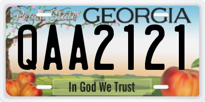 GA license plate QAA2121