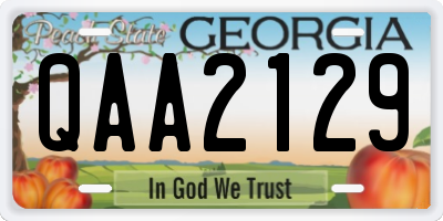GA license plate QAA2129