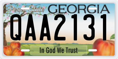 GA license plate QAA2131