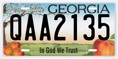 GA license plate QAA2135