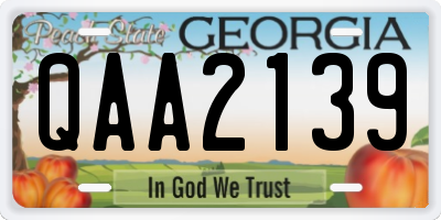 GA license plate QAA2139