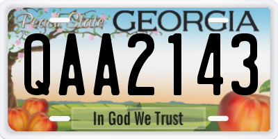 GA license plate QAA2143