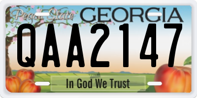 GA license plate QAA2147