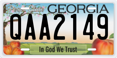 GA license plate QAA2149