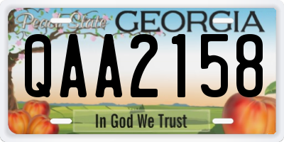 GA license plate QAA2158