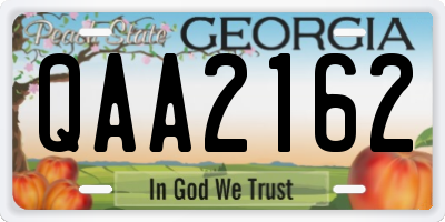 GA license plate QAA2162
