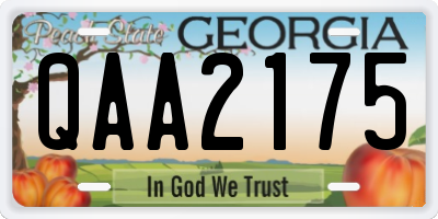 GA license plate QAA2175