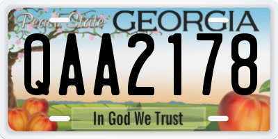 GA license plate QAA2178