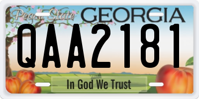 GA license plate QAA2181