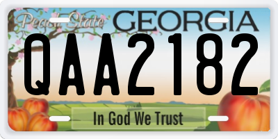 GA license plate QAA2182