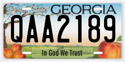 GA license plate QAA2189