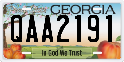 GA license plate QAA2191