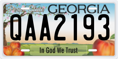 GA license plate QAA2193