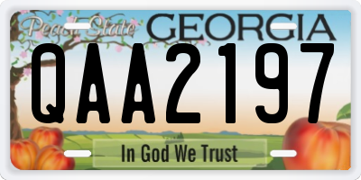 GA license plate QAA2197