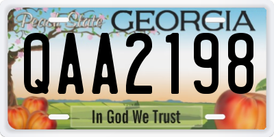 GA license plate QAA2198