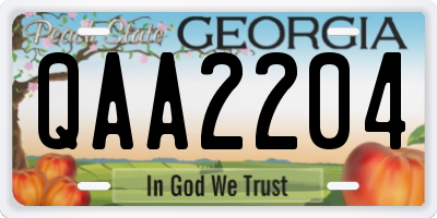 GA license plate QAA2204
