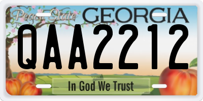 GA license plate QAA2212