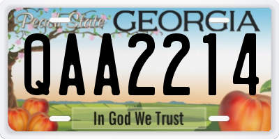 GA license plate QAA2214