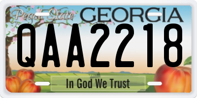 GA license plate QAA2218