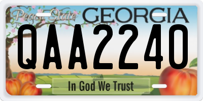 GA license plate QAA2240