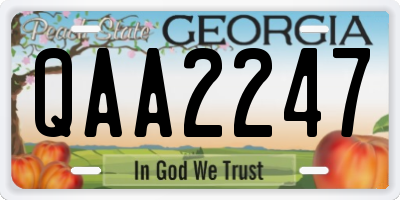 GA license plate QAA2247