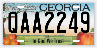 GA license plate QAA2249