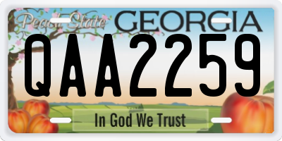 GA license plate QAA2259