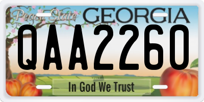 GA license plate QAA2260