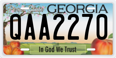 GA license plate QAA2270