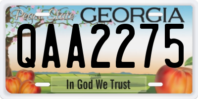 GA license plate QAA2275