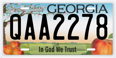 GA license plate QAA2278