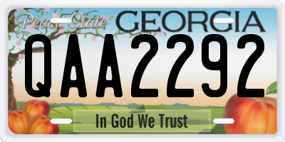 GA license plate QAA2292
