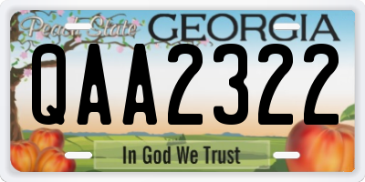 GA license plate QAA2322