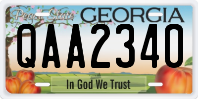 GA license plate QAA2340