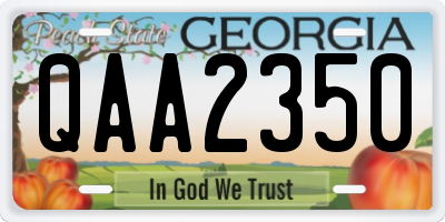GA license plate QAA2350