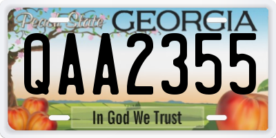 GA license plate QAA2355