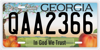 GA license plate QAA2366